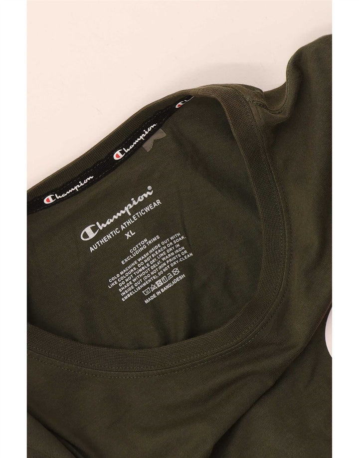 Champion Mens Graphic T-Shirt Top XL Khaki Cotton