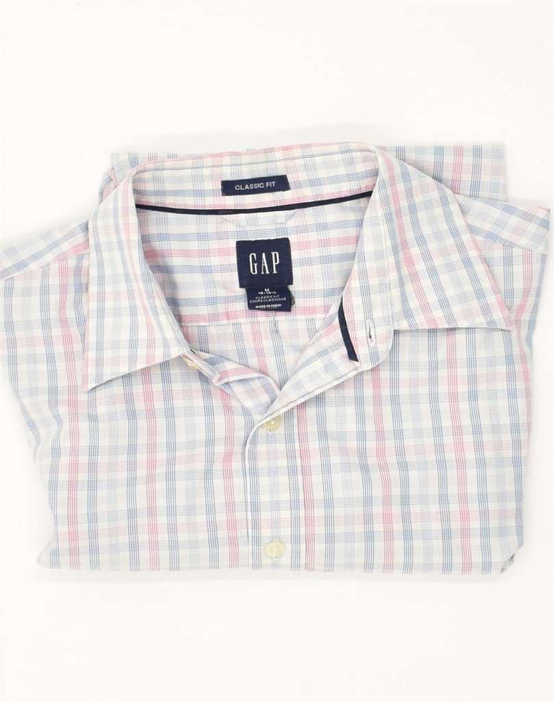 GAP Mens Classic Fit Shirt Size 15  15 1/2 Medium Pink Check Cotton | Vintage Gap | Thrift | Second-Hand Gap | Used Clothing | Messina Hembry 