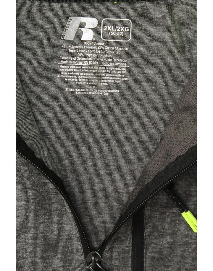 Russell Athletic Mens Zip Hoodie Sweater 2XL Grey Polyester