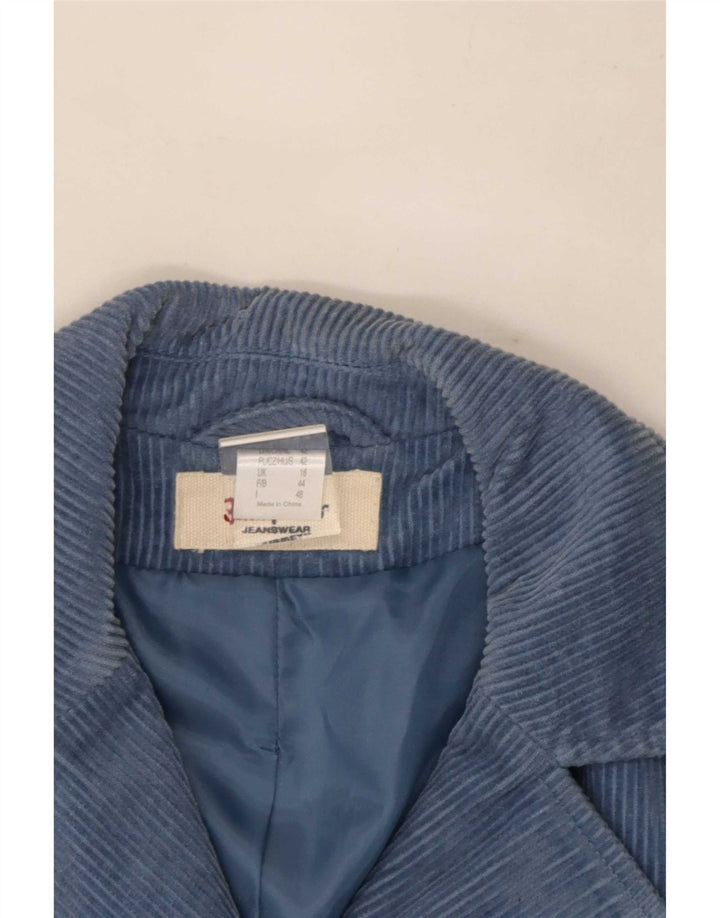 John Baner Womens Corduroy Jacket UK 16 Large Blue Cotton
