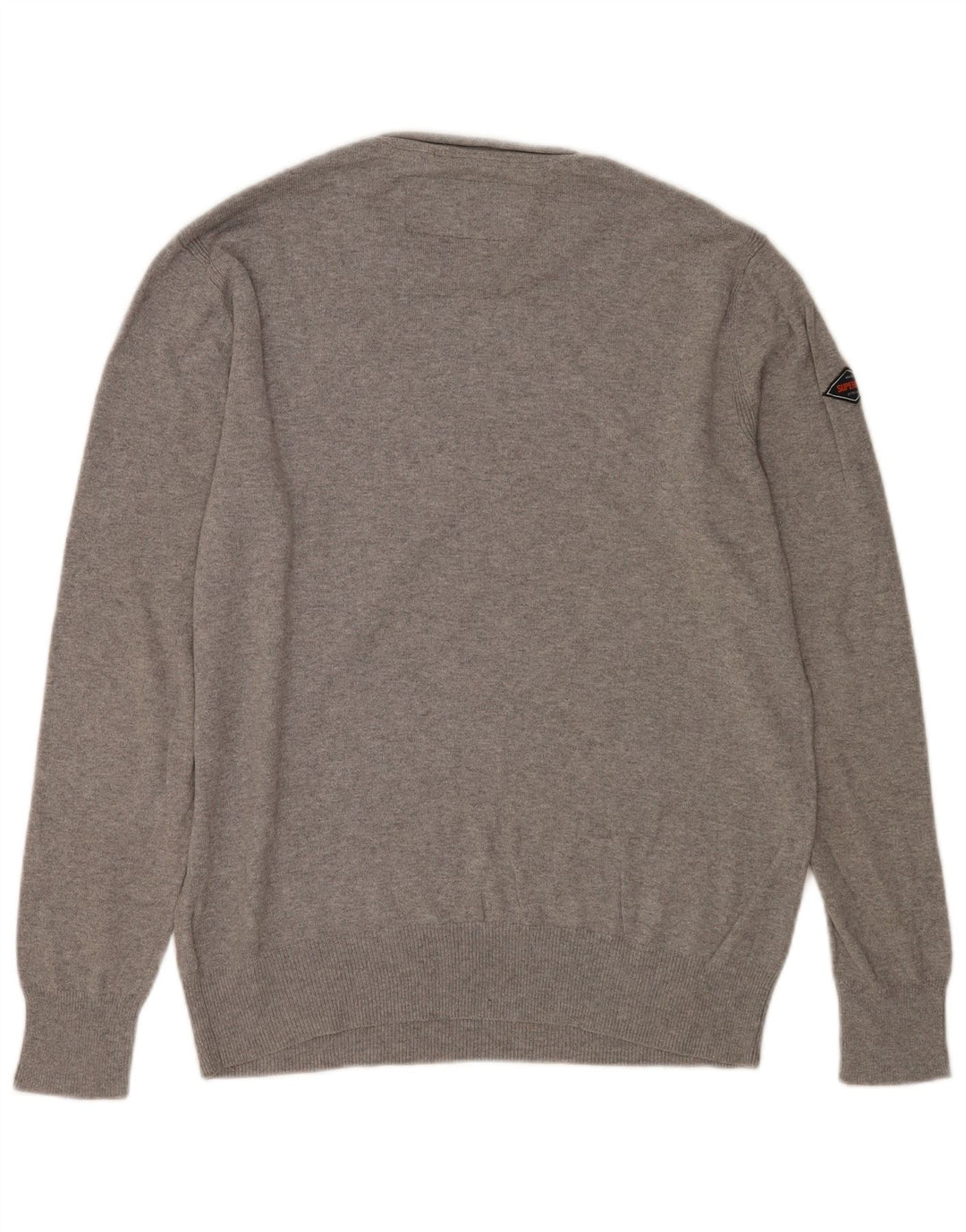 Superdry Mens Crew Neck Jumper Sweater Large Grey Cotton