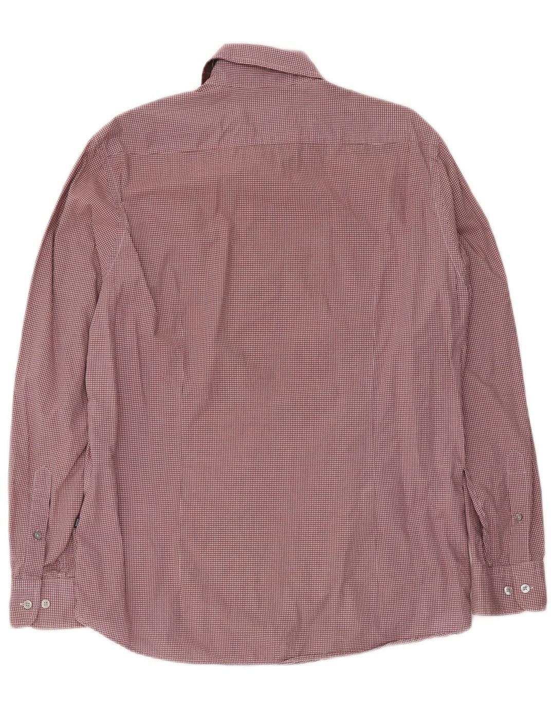 Hugo Boss Mens Regular Fit Shirt Large Burgundy Gingham Cotton