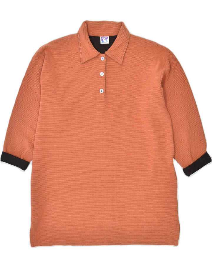 YESSICA Womens Oversized Longline Polo Shirt UK 10 Small Orange Cotton | Vintage Yessica | Thrift | Second-Hand Yessica | Used Clothing | Messina Hembry 