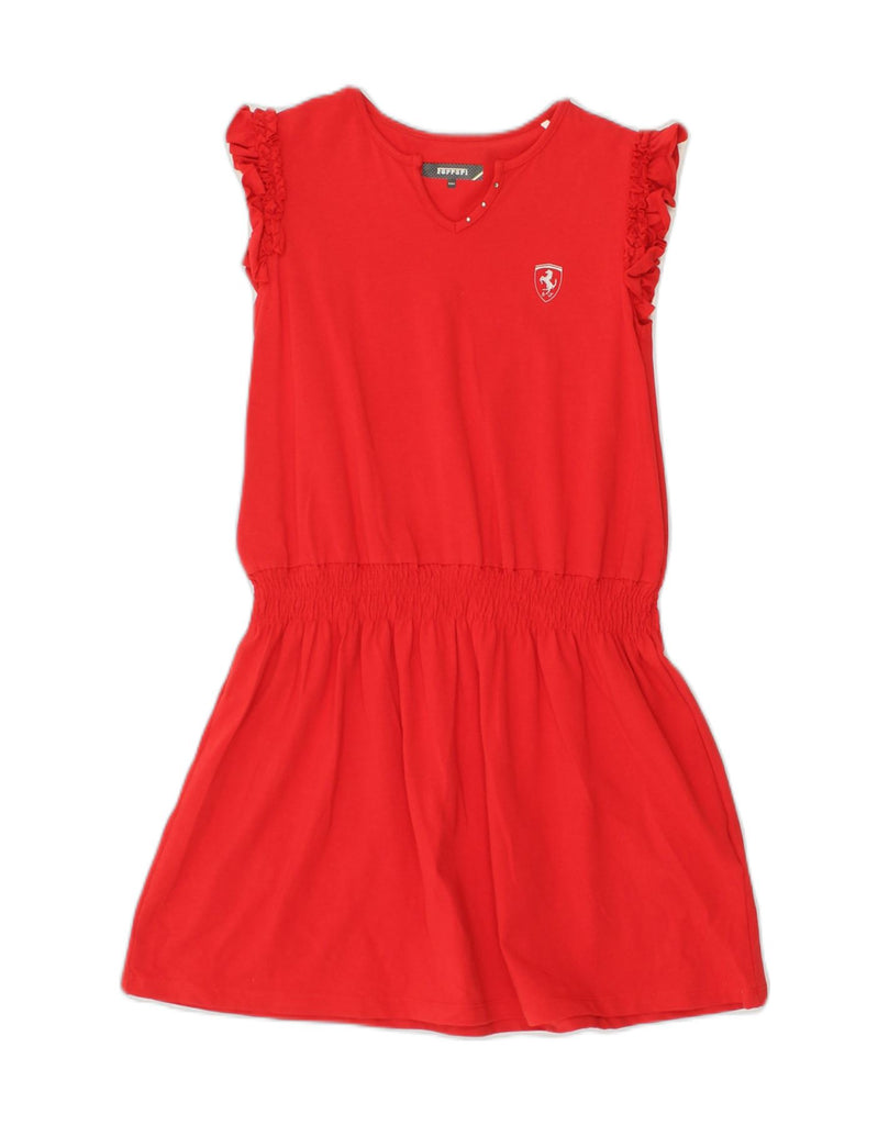 FERRARI Girls Drop Waist Dress 9-10 Years Red Cotton | Vintage Ferrari | Thrift | Second-Hand Ferrari | Used Clothing | Messina Hembry 