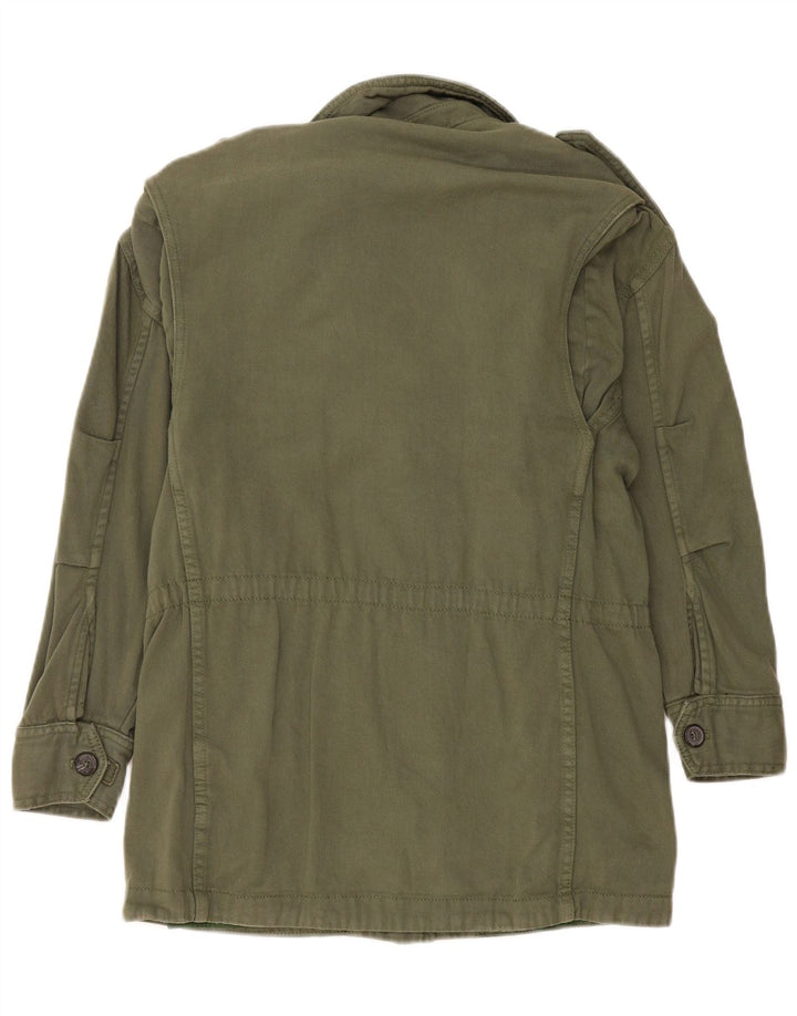 Zara Womens Oversized Military Jacket UK 6 XS Khaki Cotton