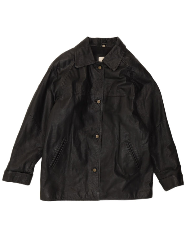 Modern Classics Womens Loose Fit Leather Jacket UK 14 Medium Black Leather