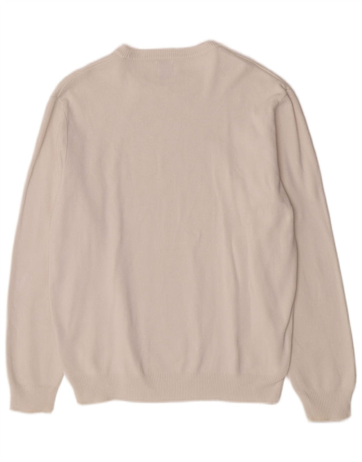 Zara Mens Crew Neck Jumper Sweater Large White Cotton
