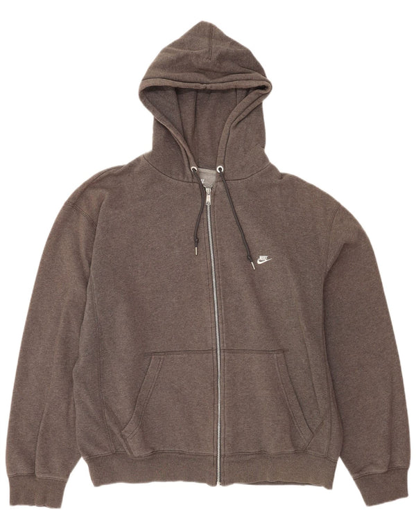 Nike Mens Zip Hoodie Sweater UK 45/47 XL Grey Cotton
