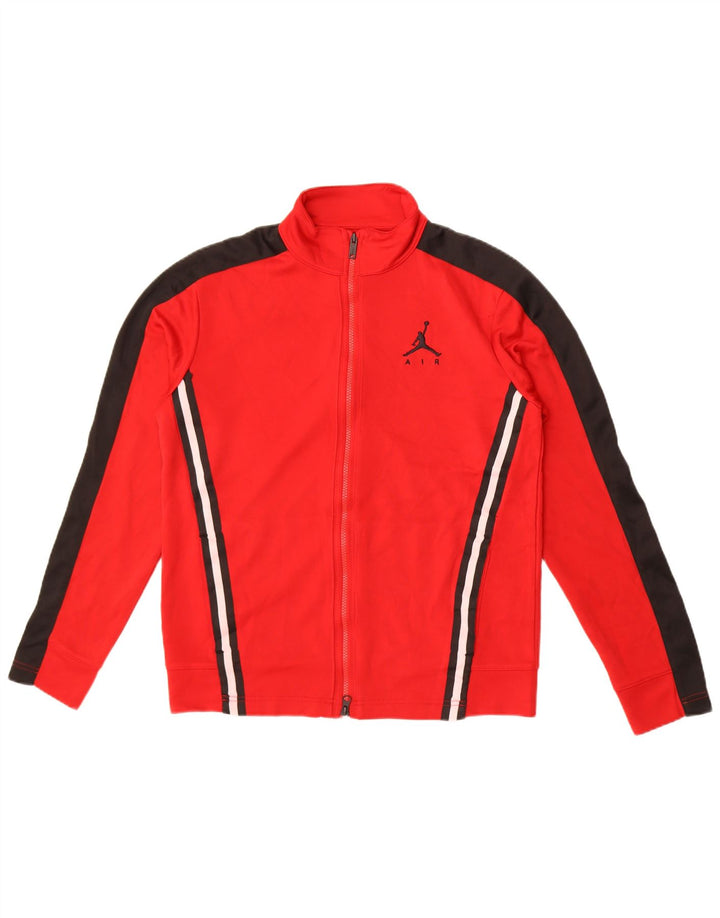 Jordan Boys Tracksuit Top Jacket 12-13 Years XL Red Colourblock Polyester