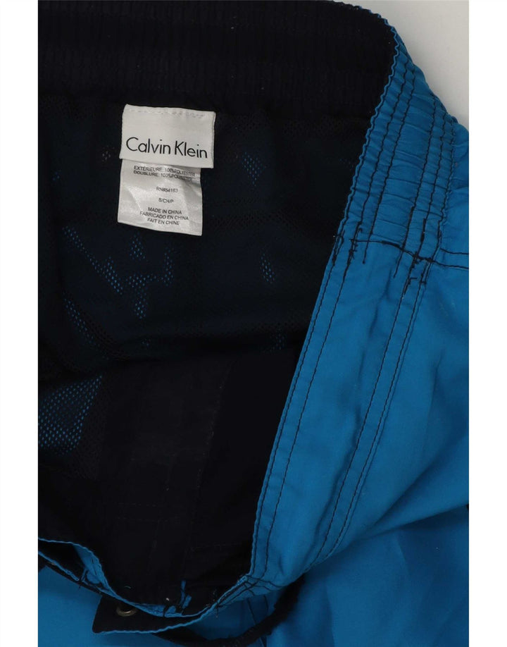 Calvin Klein Mens Graphic Swimming Shorts Small Blue Polyester