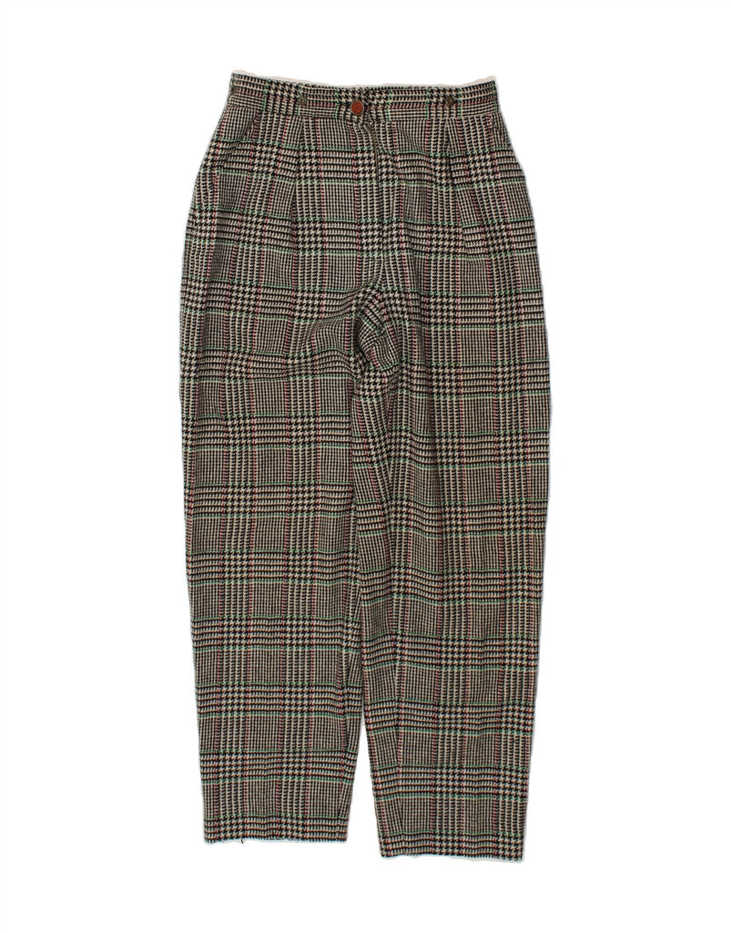 LES COPAINS Womens Tapered Chino Trousers US 2 XS W24 L29 Grey Check Wool Vintage Les Copains and Second-Hand Les Copains from Messina Hembry 
