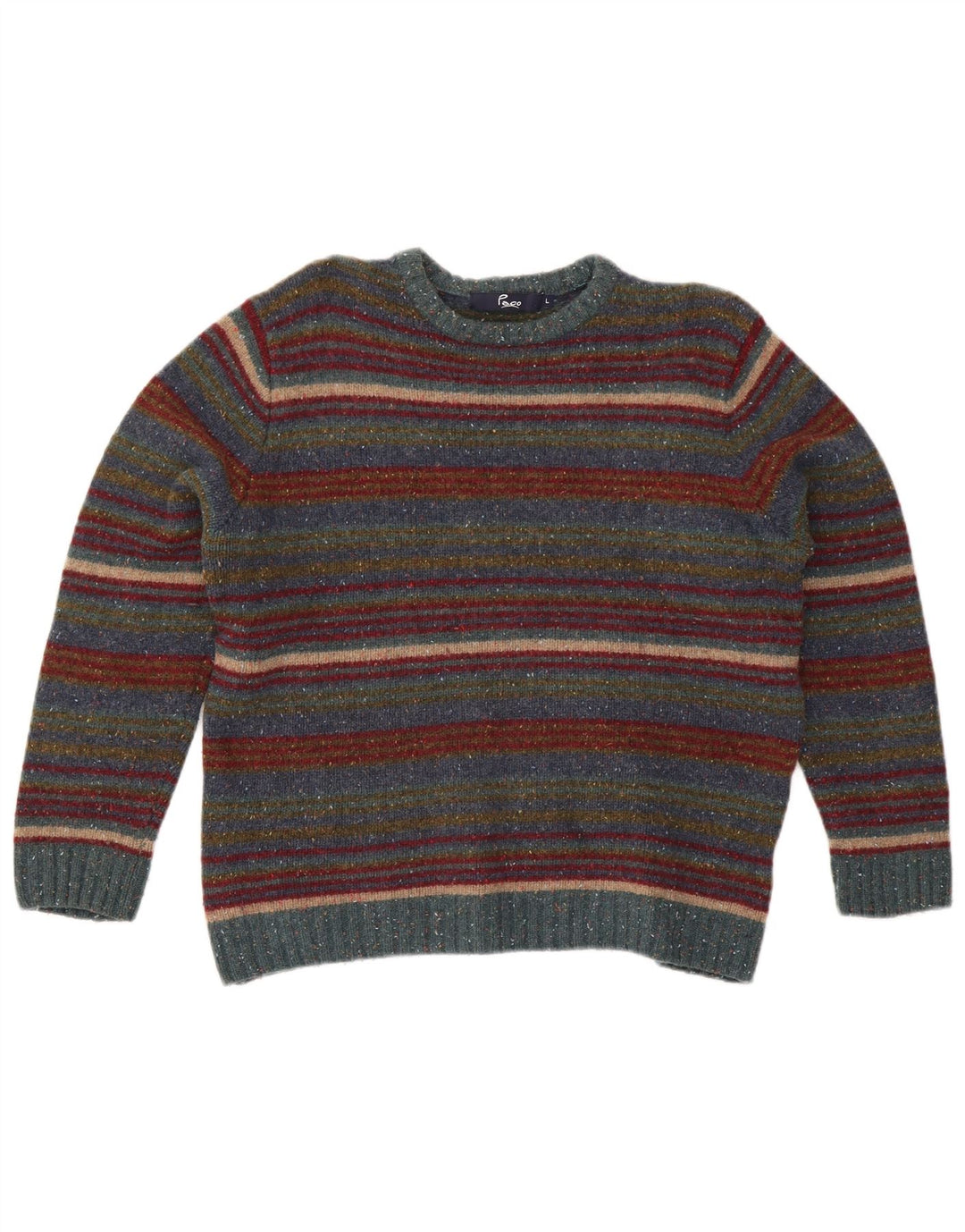 Paco Womens Crew Neck Jumper Sweater UK 16 Large Multicoloured Striped Wool