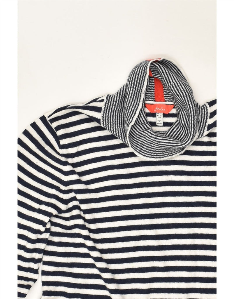 JOULES Womens Roll Neck Jumper Sweater UK 10 Small Navy Blue Striped | Vintage Joules | Thrift | Second-Hand Joules | Used Clothing | Messina Hembry 