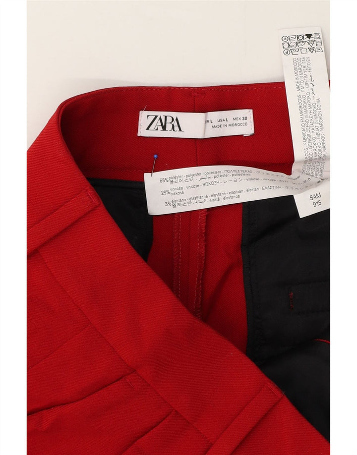 Zara Womens Pegged Cropped Trousers Large W32 L25 Red Polyester