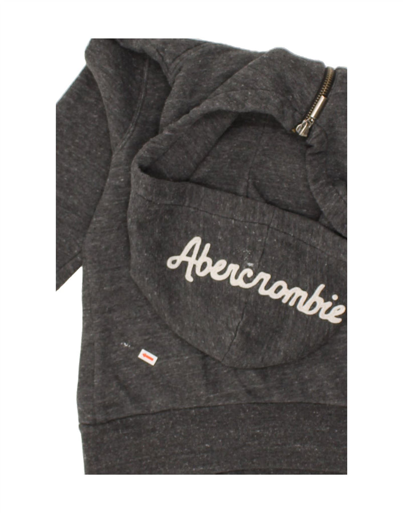 ABERCROMBIE & FITCH Womens Graphic Zip Hoodie Sweater UK 12 Medium Grey | Vintage Abercrombie & Fitch | Thrift | Second-Hand Abercrombie & Fitch | Used Clothing | Messina Hembry 