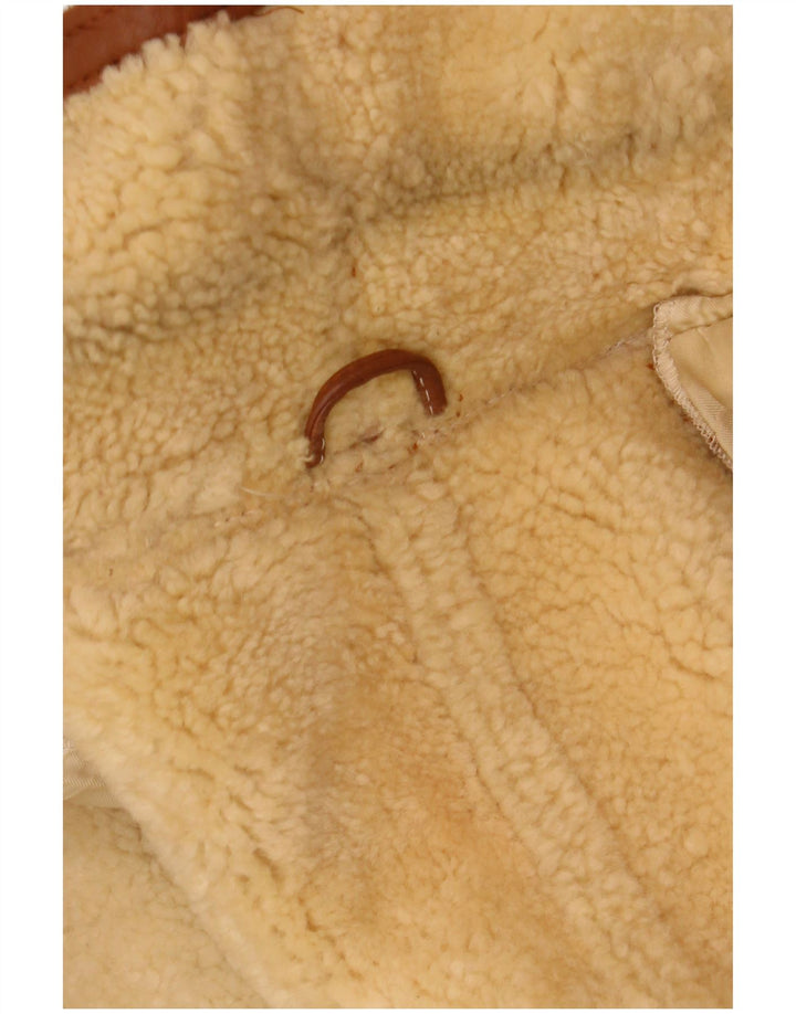 Vintage Womens Oversized Shearling Jacket UK 18 XL Brown Shearling