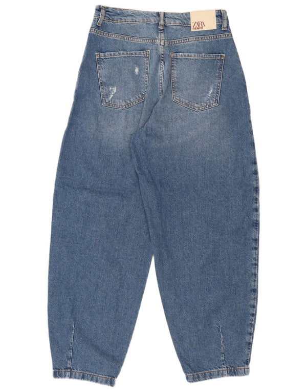 Zara Womens Balloon Distressed High Waist Jeans EU 36 XS W26 L26 Blue