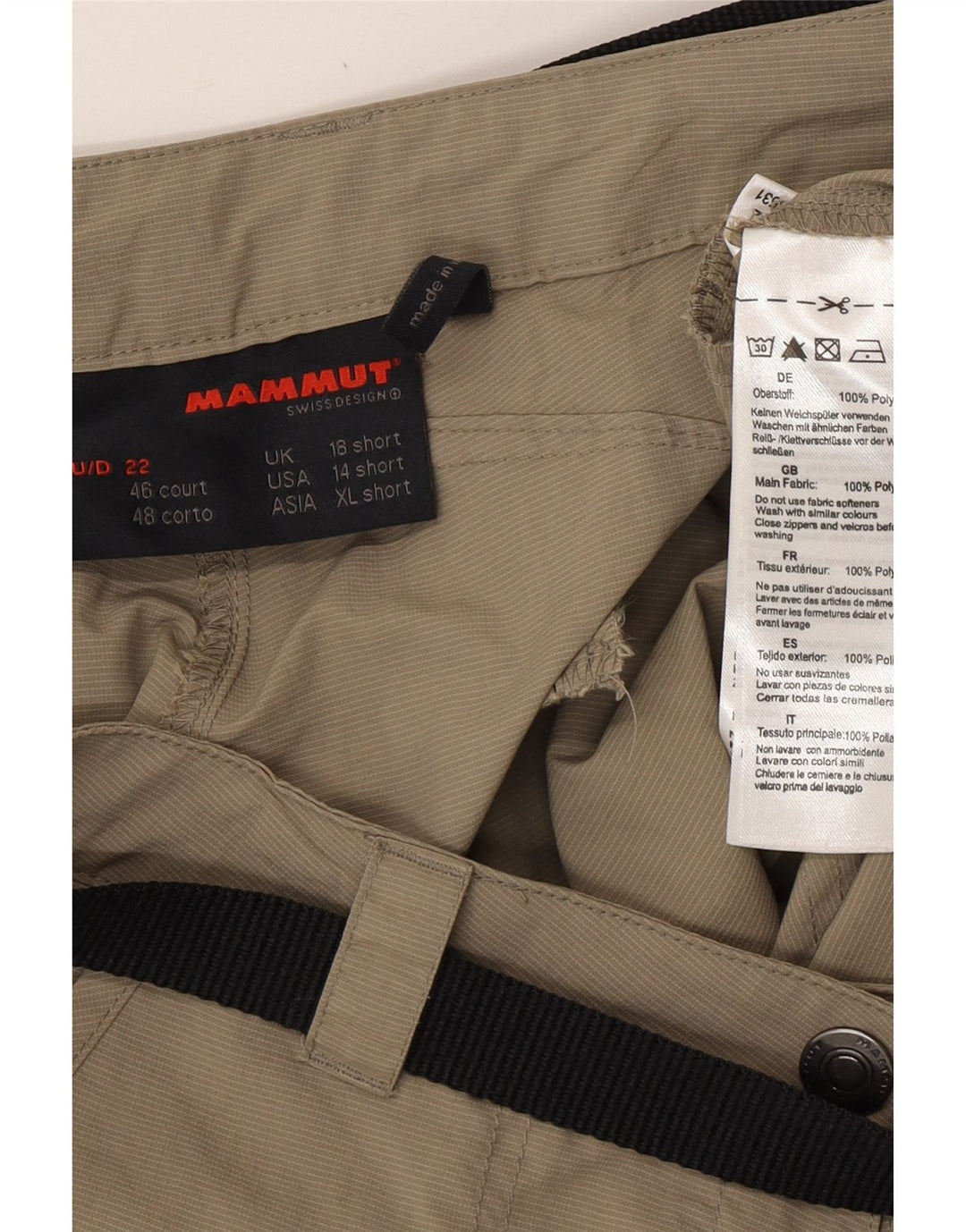 MAMMUT Womens Short Straight Cargo Trousers UK 18 XL W36 L31  Khaki