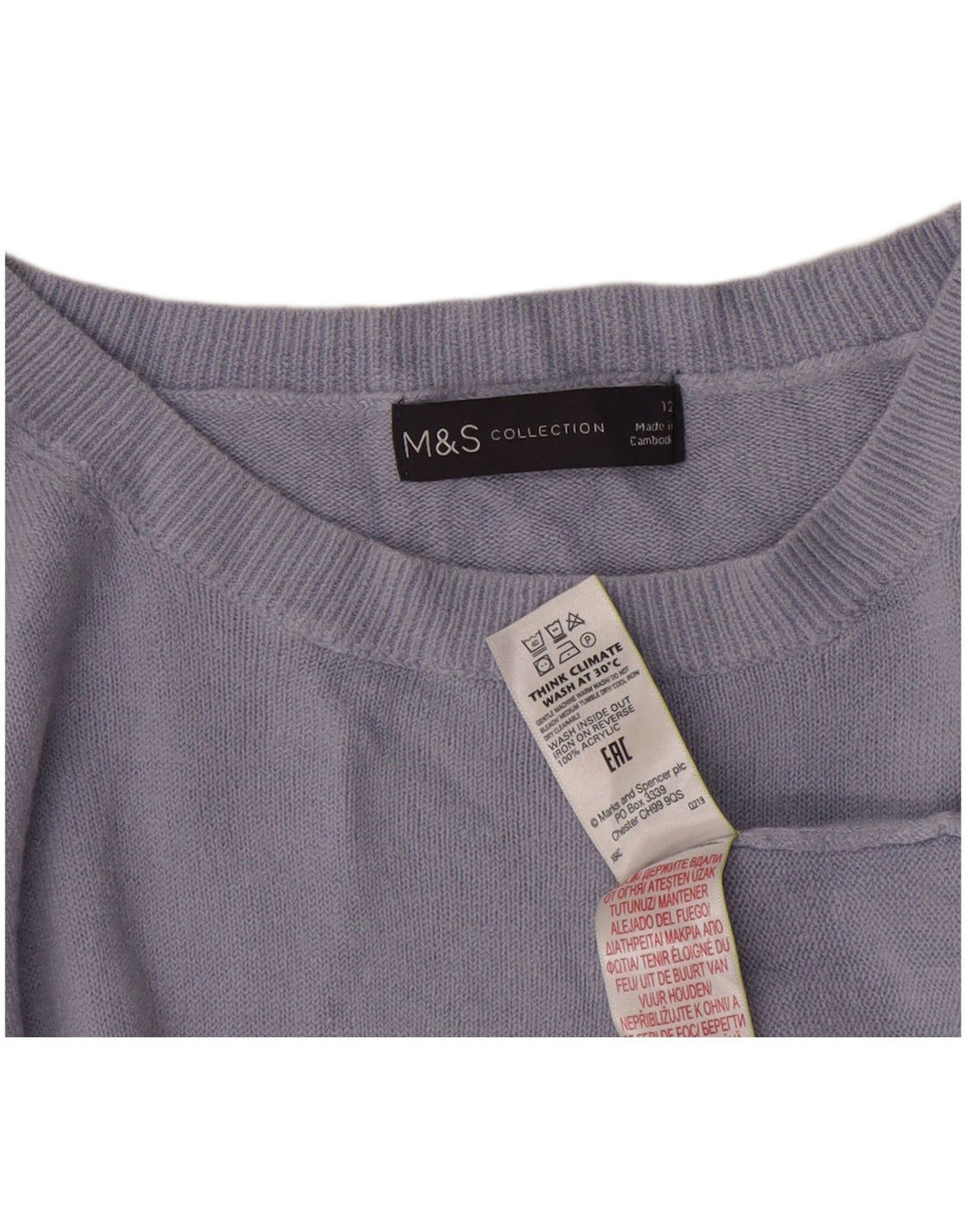 Marks & Spencer Womens Crew Neck Jumper Sweater UK 12 Medium Purple Acrylic