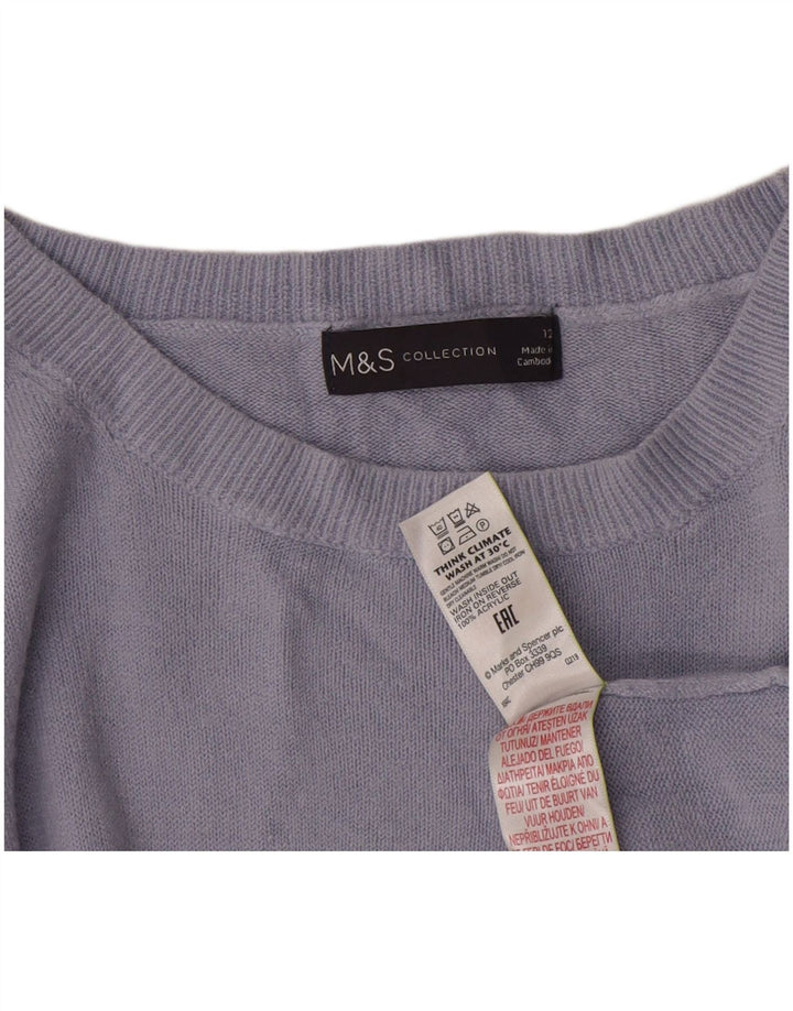 Marks & Spencer Womens Crew Neck Jumper Sweater UK 12 Medium Purple Acrylic