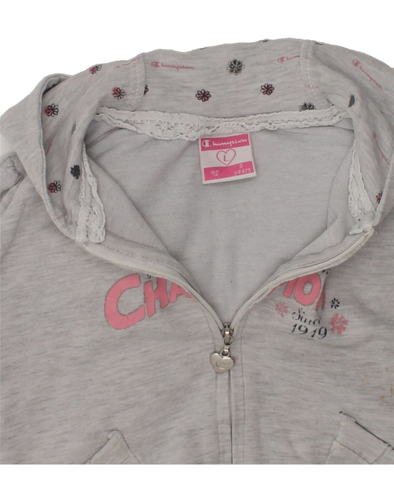 CHAMPION Baby Girls Graphic Zip Hoodie Sweater 18-24 Months Large Grey | Vintage Champion | Thrift | Second-Hand Champion | Used Clothing | Messina Hembry 