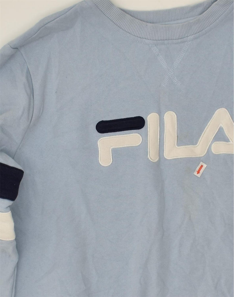 FILA Womens Graphic Sweatshirt Jumper UK 10 Small Blue Cotton | Vintage Fila | Thrift | Second-Hand Fila | Used Clothing | Messina Hembry 