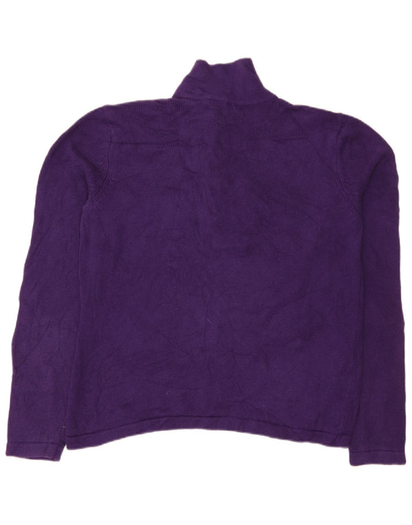 Chaps Womens Button Neck Jumper Sweater UK 18 XL Purple Cotton