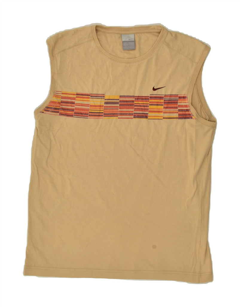 NIKE Mens Graphic Vest Top UK 38/40 Medium Beige | Vintage Nike | Thrift | Second-Hand Nike | Used Clothing | Messina Hembry 