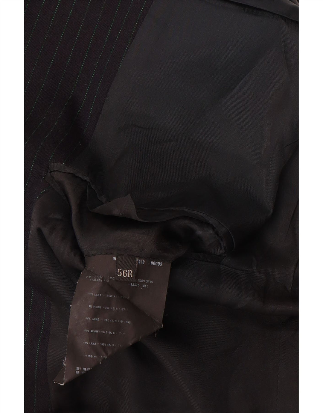 Prada Mens 3 Button Blazer Jacket Size 56 2XL Black Pinstripe Virgin Wool