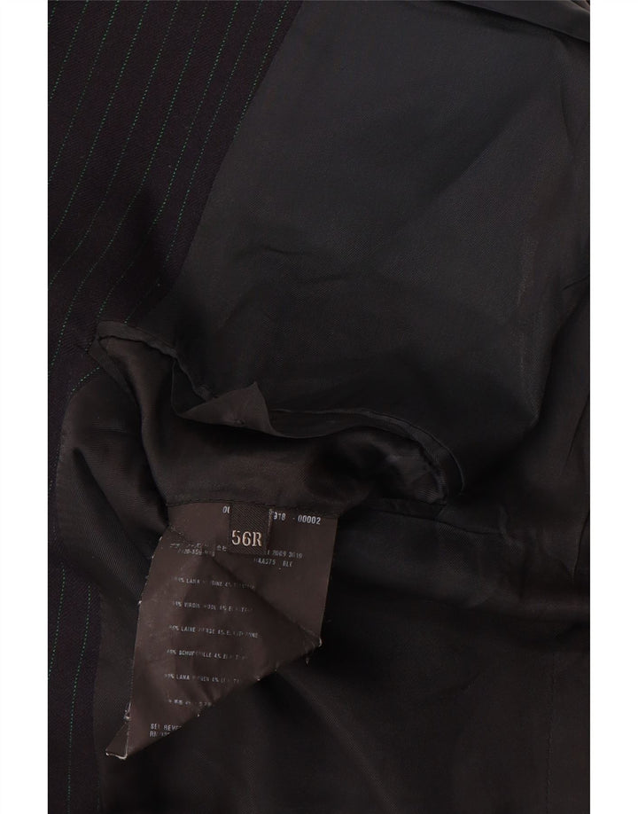 Prada Mens 3 Button Blazer Jacket Size 56 2XL Black Pinstripe Virgin Wool