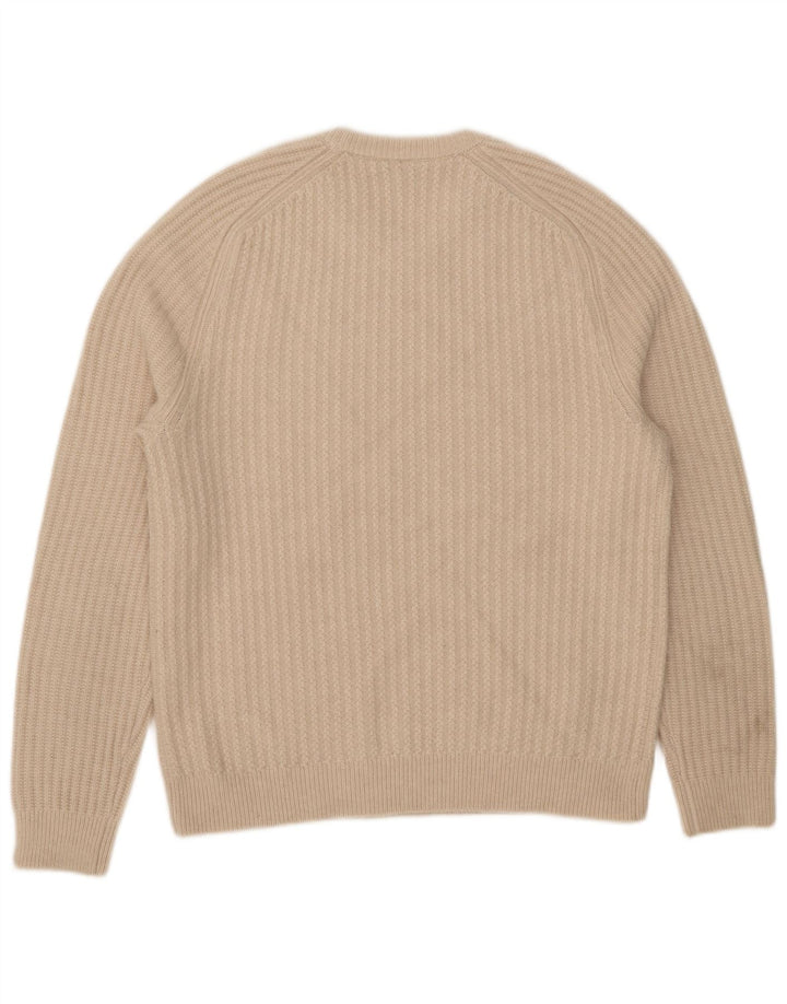 Reiss Mens Crew Neck Jumper Sweater XL Beige Wool