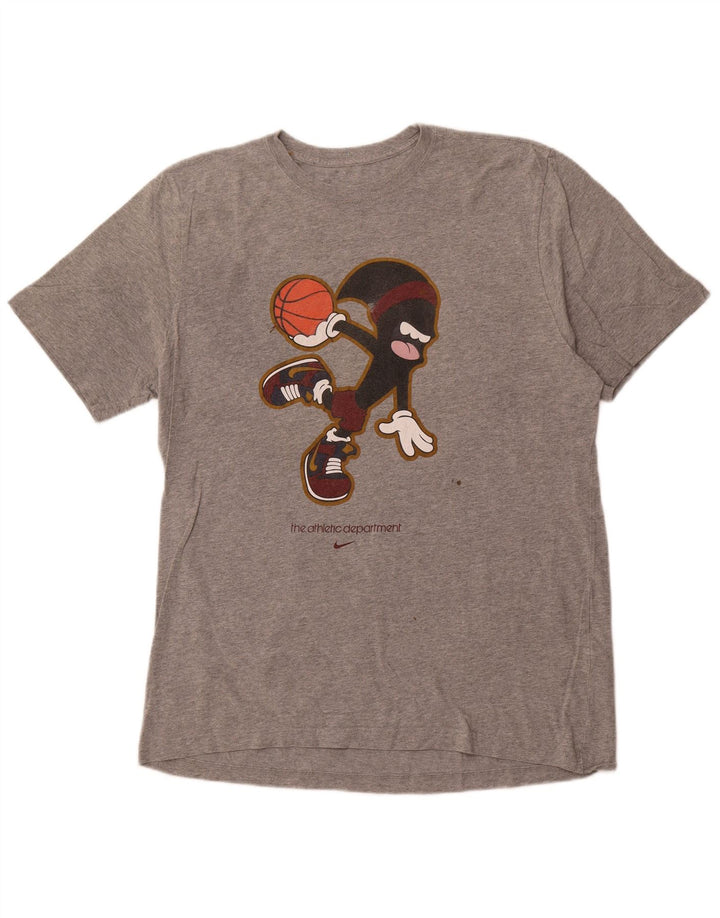 NIKE Mens Standard Fit Graphic T-Shirt Top XL Grey Cotton