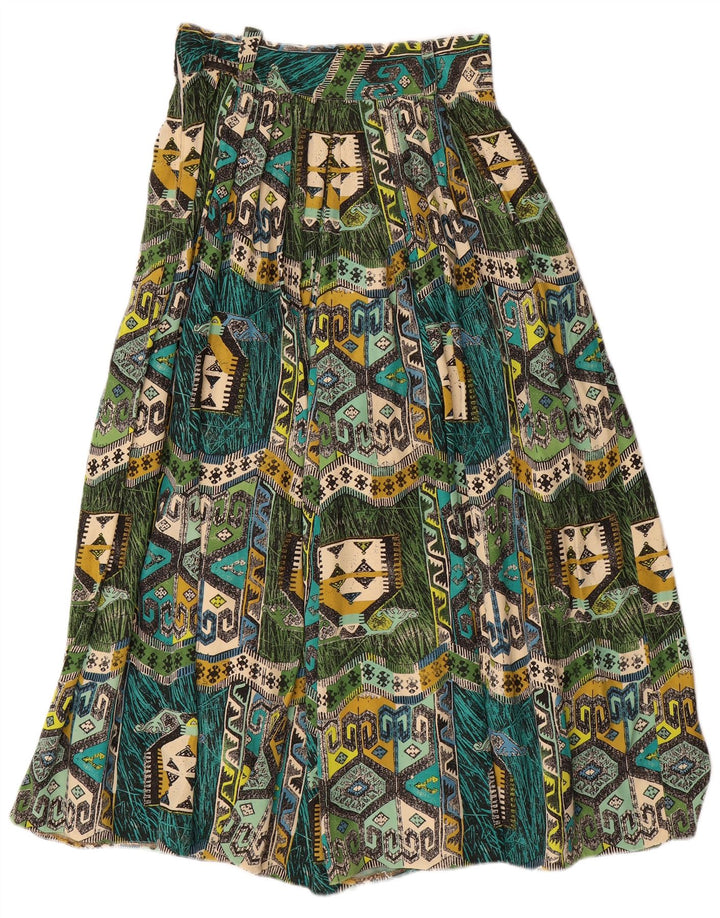 VINTAGE Womens Harem Trousers W28 L22  Green Geometric Viscose