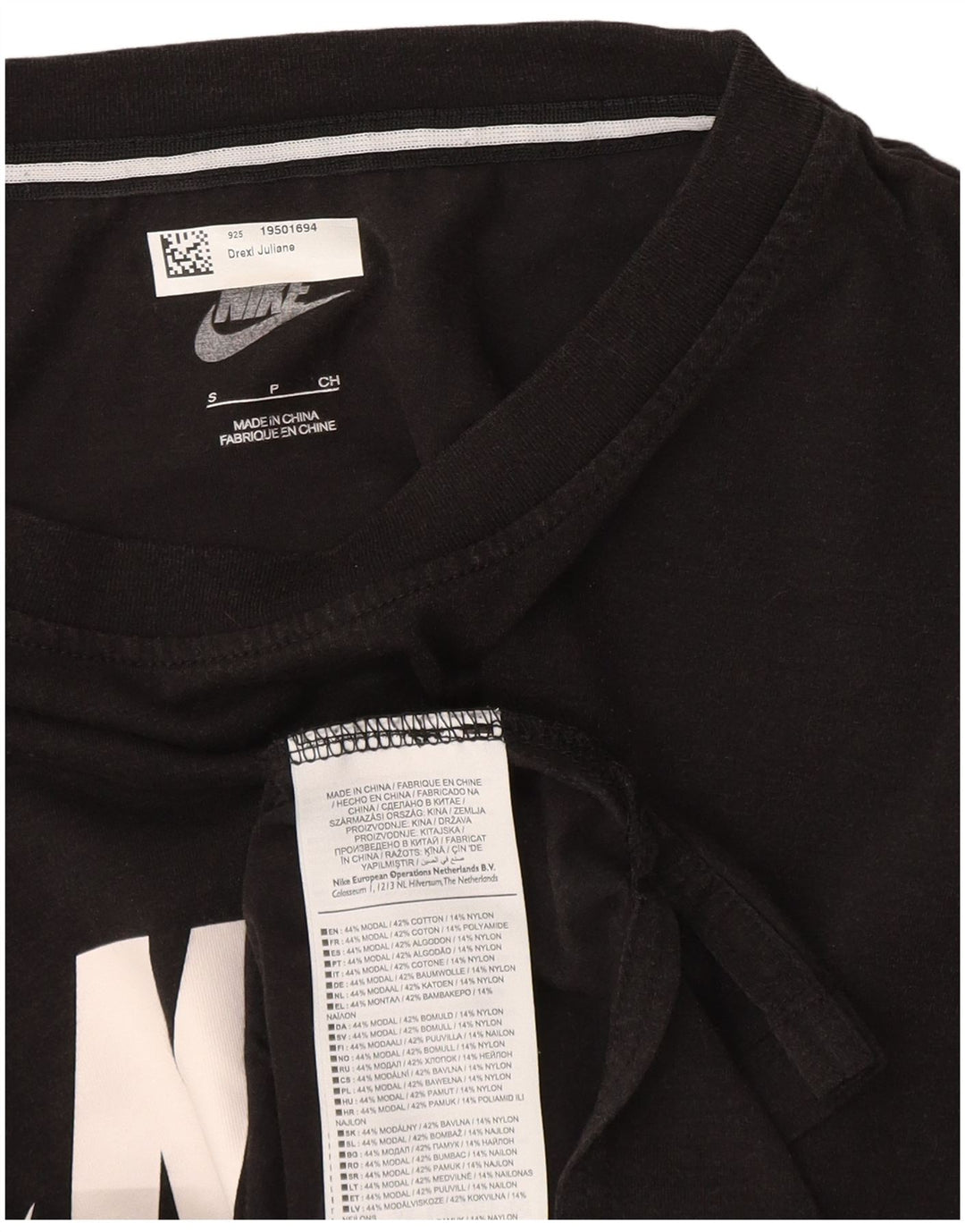 Nike Mens Graphic T-Shirt Top Small Black Modal