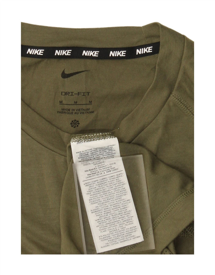 Nike Mens Dri Fit T-Shirt Top Medium Khaki Polyester