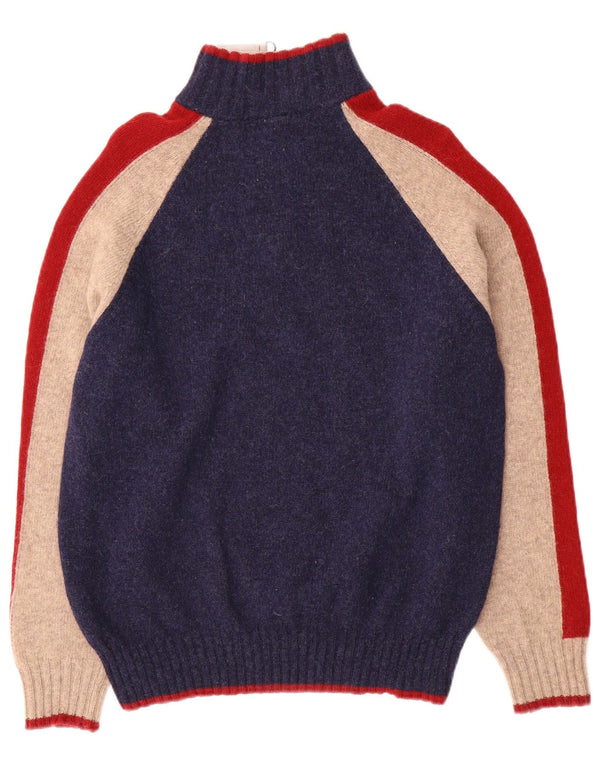 North Sails Mens Zip Neck Jumper Sweater Medium Navy Blue Colourblock Wool