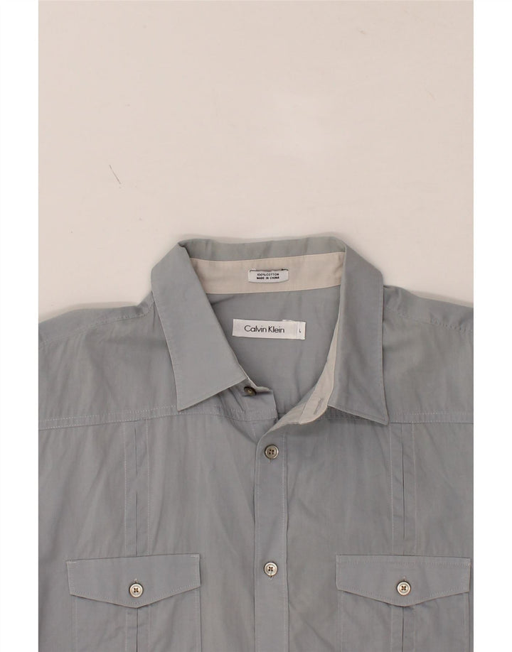 CALVIN KLEIN Mens Shirt Large Grey Cotton Vintage Calvin Klein and Second-Hand Calvin Klein from Messina Hembry 