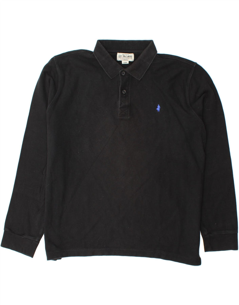 MARLBORO CLASSICS Mens Long Sleeve Polo Shirt 2XL Black Cotton Vintage Marlboro Classics and Second-Hand Marlboro Classics from Messina Hembry 