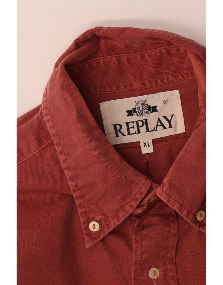 REPLAY Mens Shirt XL Red Cotton