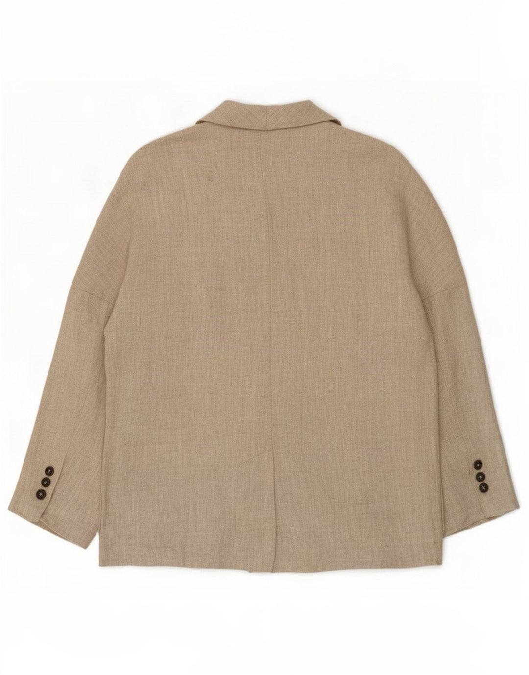Zara Womens Double Breasted Blazer Jacket UK 16 Large Beige Linen