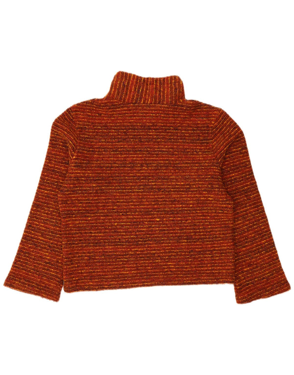 Vintage Girls Turtle Neck Jumper Sweater 15-16 Years Large Orange Striped