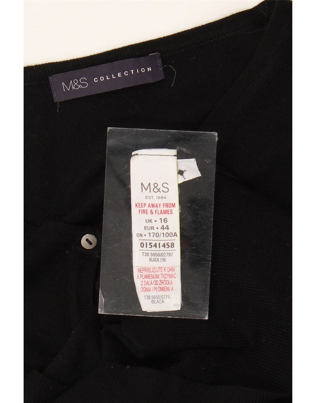 Marks & Spencer Womens Cardigan Sweater UK 16 Large Black Viscose