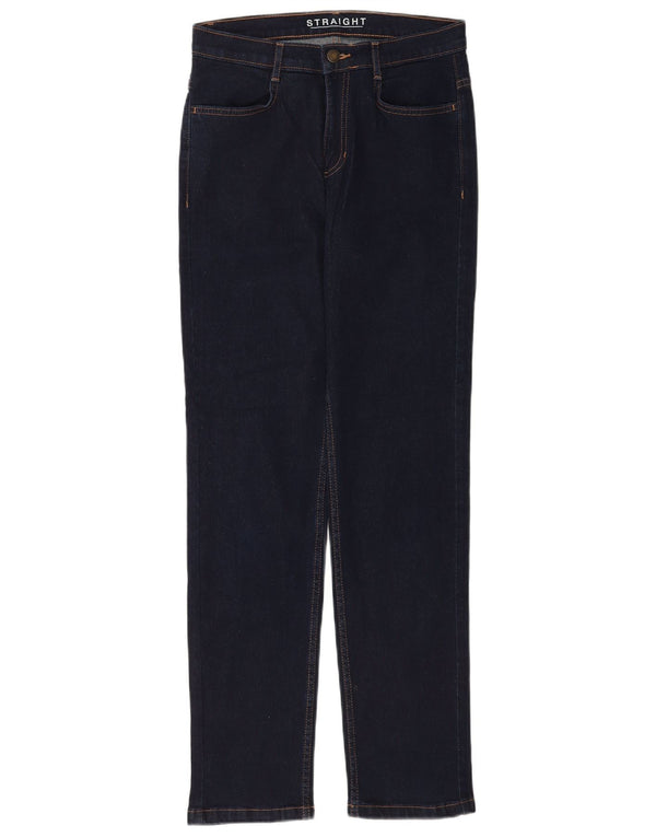 Marks & Spencer Womens Straight Jeans UK 10 Small W28 L30 Navy Blue Cotton