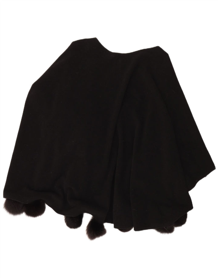 Vintage Womens Poncho Coat One Size  Black Wool