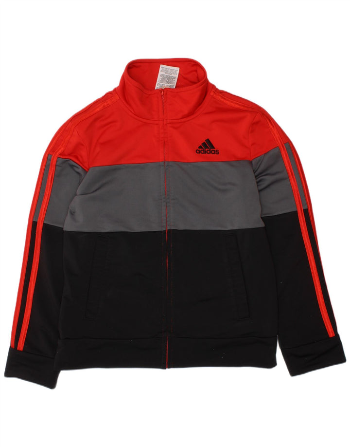 ADIDAS Boys Tracksuit Top Jacket 7-8 Years Multicoloured Colourblock