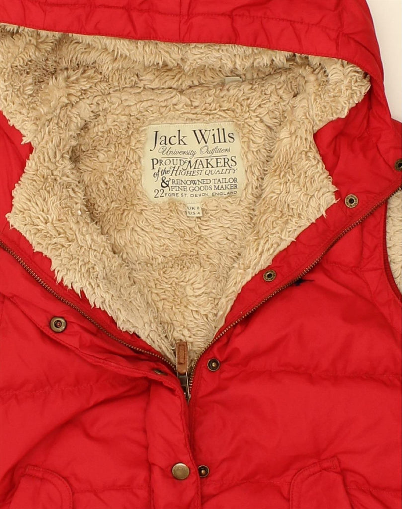 JACK WILLS Womens Hooded Padded Gilet UK 8 Small  Red Nylon | Vintage Jack Wills | Thrift | Second-Hand Jack Wills | Used Clothing | Messina Hembry 