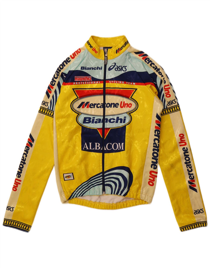 Asics Mens Graphic Tracksuit Top Jacket Large Yellow Colourblock Polyester