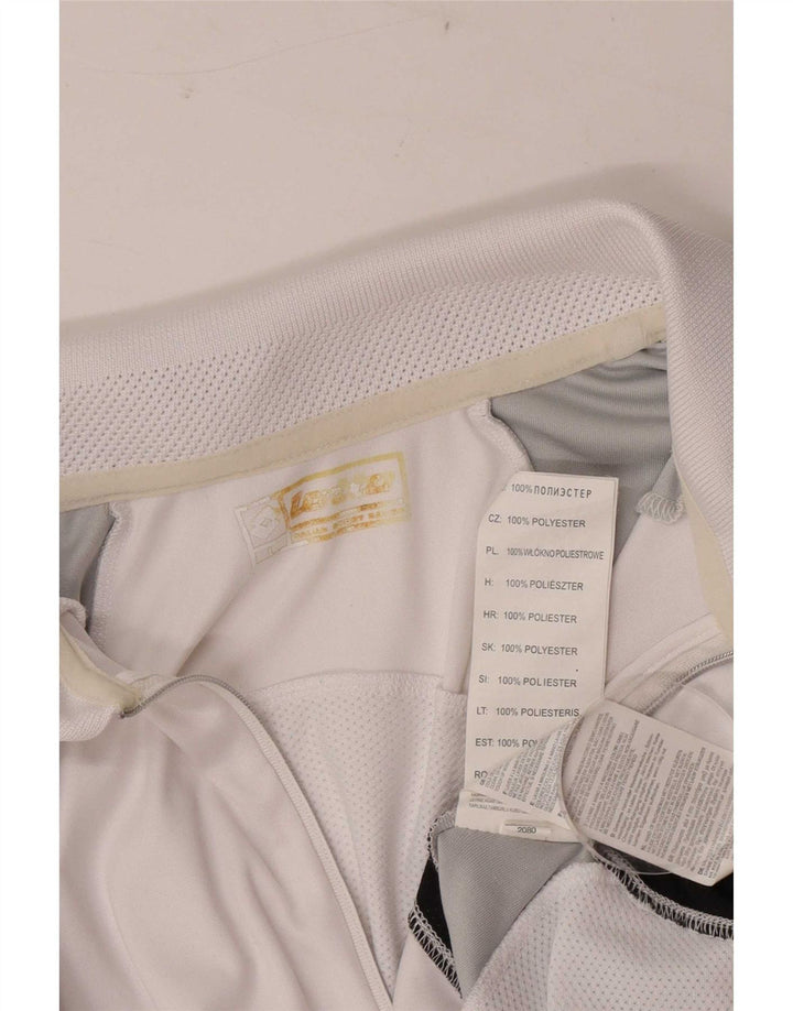 Lotto Mens Polo Shirt Large White Colourblock Polyester