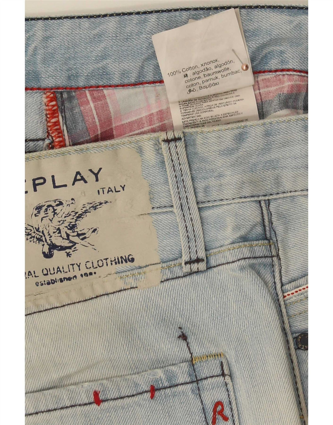Replay Mens Straight Jeans W36 L34 Blue Cotton