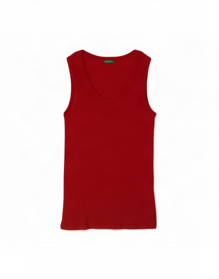 Benetton Womens Vest Top UK 8 Small Red
